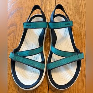 Crocs Teal and Black Sandals